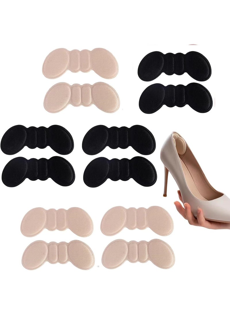 Heel Cushion Pads, 6 Pairs Heel Shoe Grips Liner Self-Adhesive Shoe Insoles Foot Care Protector (Black and Skin Color) - Image 1