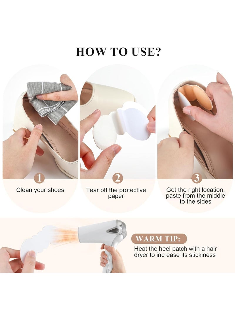 Heel Cushion Pads, 6 Pairs Heel Shoe Grips Liner Self-Adhesive Shoe Insoles Foot Care Protector (Black and Skin Color) - Image 3
