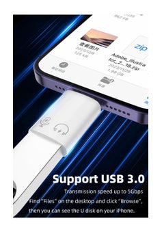 SYOSI USB C/USB 3.0 Female to Lightning Male OTG Adapter, Fit for iPhone/iPad, Support Connect Card Reader, U Disk, USB Flash Drive, Keyboard, Mouse, Lavalier Microphone, Digital Headphone (2 Pack)  - Image 2