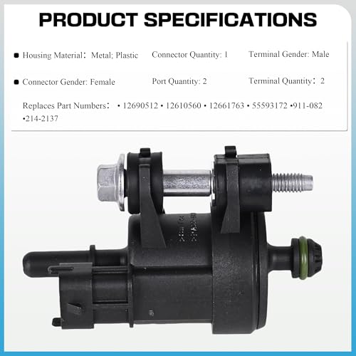 PANNUOSCS Vapor Canister Purge Valve - Compatible with Buick Enclave LaCrosse Cadillac ATS CTS SRX XTS Chevy Caprice Equinox Impala GMC Acadia Canyon Terrain - Replaces 12610560 12690512 911082 - Image 4