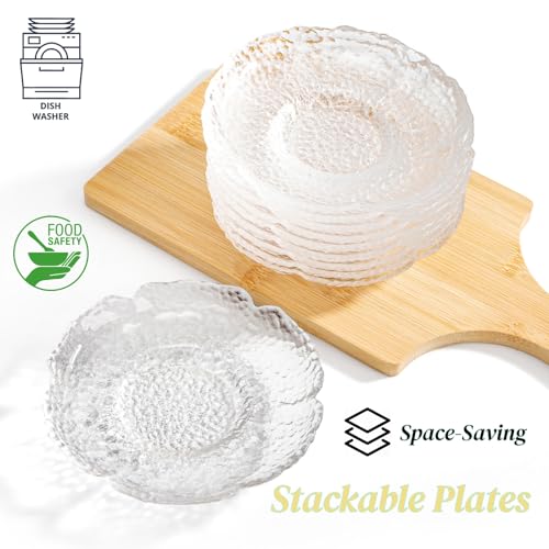Jowgut 10 Pack Small Clear Glass Plates, 4.7 Inch Clear Coffee Tea Saucer, Mini Glass Snack Dishes Tabletop Coasters Set for Teacup, Appetizer, Salad, Fruit - Image 3