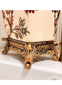 bbet Toothbrush Holder, Ceramic Bathroom Accessories, Artistic Home Decor (Drain Phoenix tail flower)  - Image 2