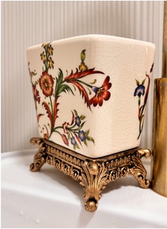 bbet Toothbrush Holder, Ceramic Bathroom Accessories, Artistic Home Decor (Drain Phoenix tail flower)  - Image 3