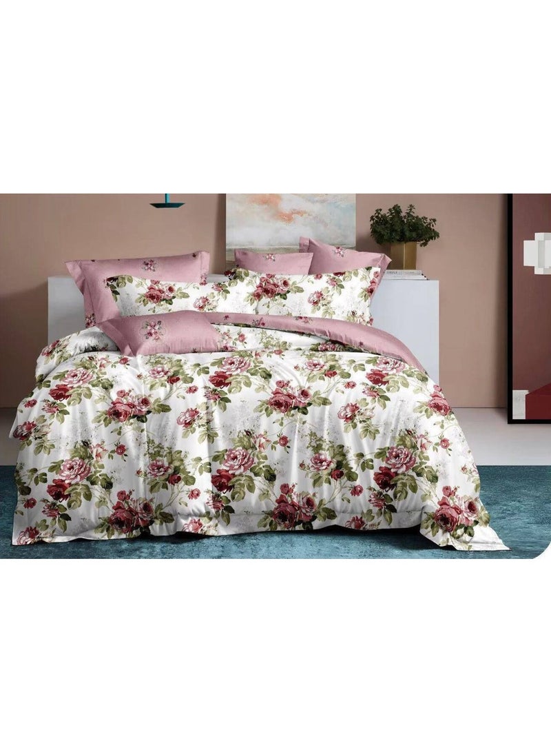 4-Piece Cotton Bedding Set – Duvet Cover 160x210 cm, Fitted Sheet 120x200+25 cm & 2 Pillowcases –Single size Soft Breathable