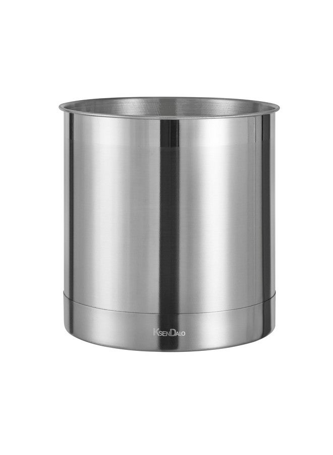 KSENDALO KSENDALO Stainless Steel Utensil Holder 7x7inch Large Utensil Holder for Countertop, Round Utensil Caddy for Spoons, Silverware, and Spatulas for Kitchen, Silver  - Image 1