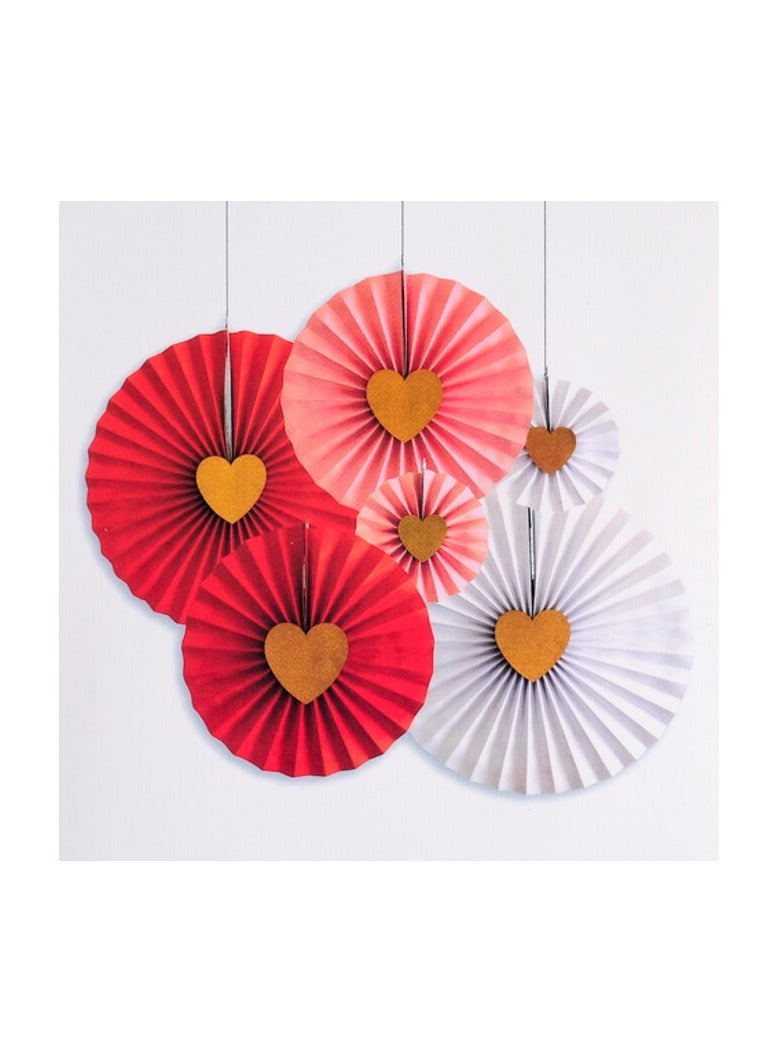 بروماس زينة حفلات بروماس باللون الأحمر - مجموعة مراوح ورقية معلقة لعيد الميلاد ملونة بنمط دائري، مجموعة أكاليل ورقية لحفلات أعياد الميلاد وحفلات الزفاف، مزيج من 6 قطع