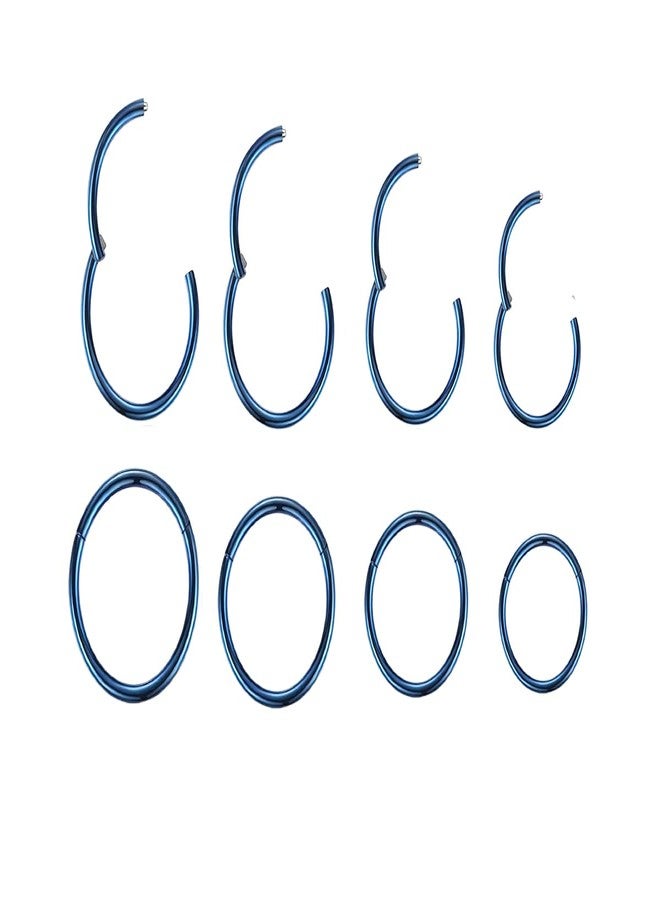 HQLA 4Pairs 18G Surgical Steel Hinged Clicker Segment Nose Rings Hoop Helix Cartilage Daith Tragus Sleeper Earrings Body Piercing for Women Men 6mm 8mm 10mm 12mm (18G - Blue - (6mm-12mm) - 4Pairs) - Image 1