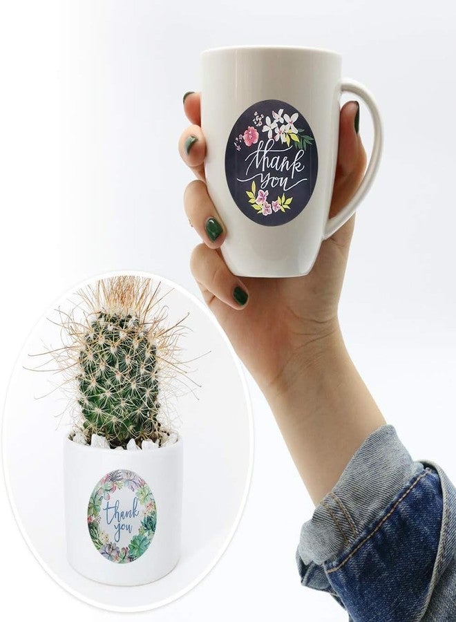 Newvent 500 Pcs Thank You Sticker Roll | Colourful Printed Floral Design Small Bussiness Sticker (Pack of 1 Roll) - Image 3