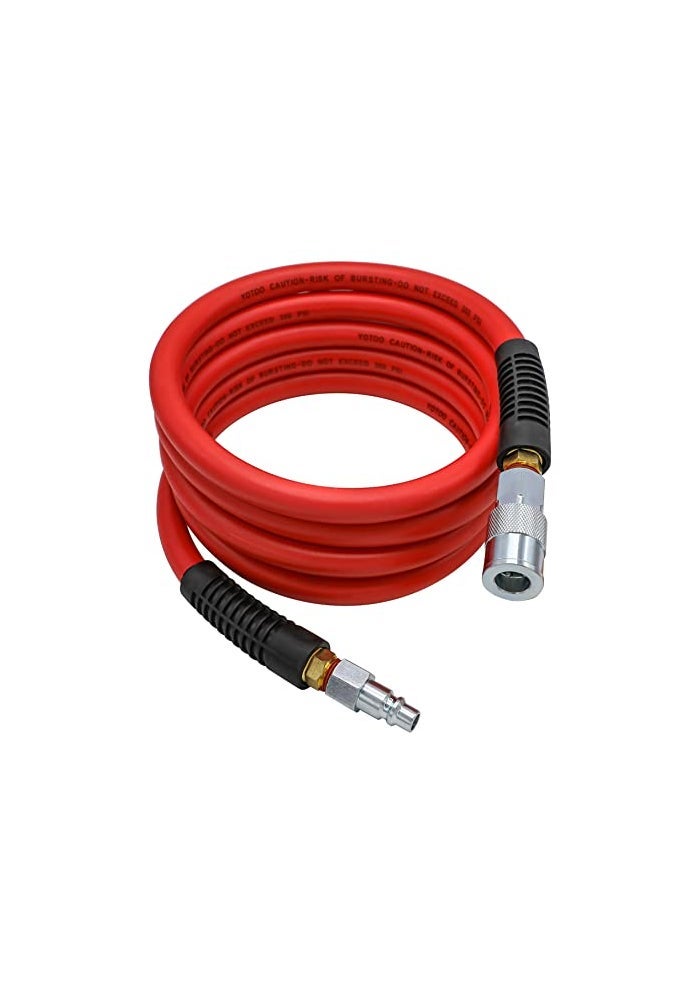 YOTOO Air Hose 12 in x 10 ft 300 PSI Hybrid Leadin Air Compressor Hose Heavy Duty Lightweight Kink Resistant AllWeather Flexibility with 38 Industrial Air Fittings and Bend Restrictors Red - Image 1