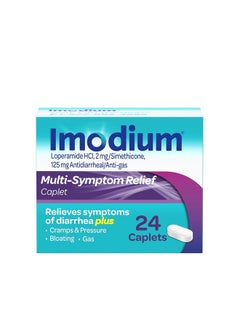 IMODIUM Multi-Symptom Relief Caplets with Loperamide Hydrochloride and Simethicone, Anti-Diarrheal Medicine for Treatment of Diarrhea, Gas, Bloating, Cramps And Pressure, 24 ct  - Image 1