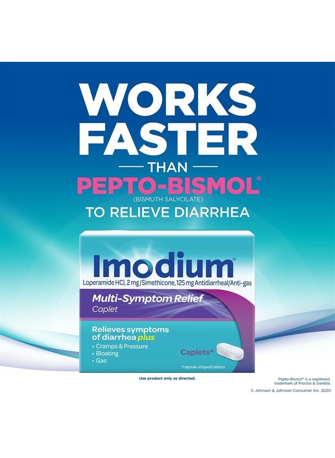 IMODIUM - أقراص تخفيف الأعراض المتعددة مع هيدروكلوريد لوبيراميد وسيميثيكون، دواء مضاد للإسهال لعلاج الإسهال والغازات والانتفاخ والتقلصات والضغط، 24 قرصًا - Image 1