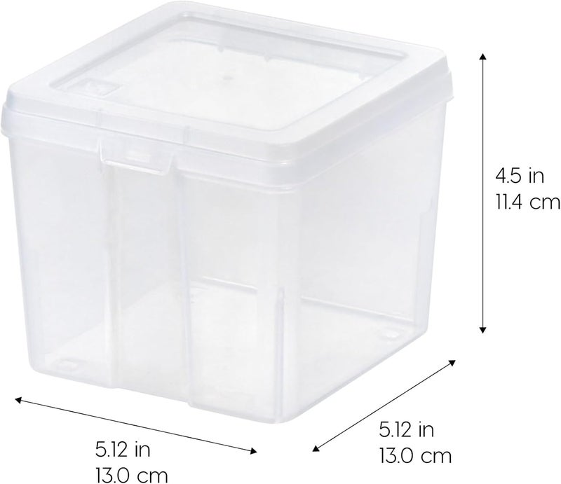 IrisUSA Vertical Plastic Flip Top Storage Containers Bins with Lids for Pantry, Home, Office, Organization, Small, Stackable Hinged Organizer with Latches, Clear, 10 Pack - Image 4