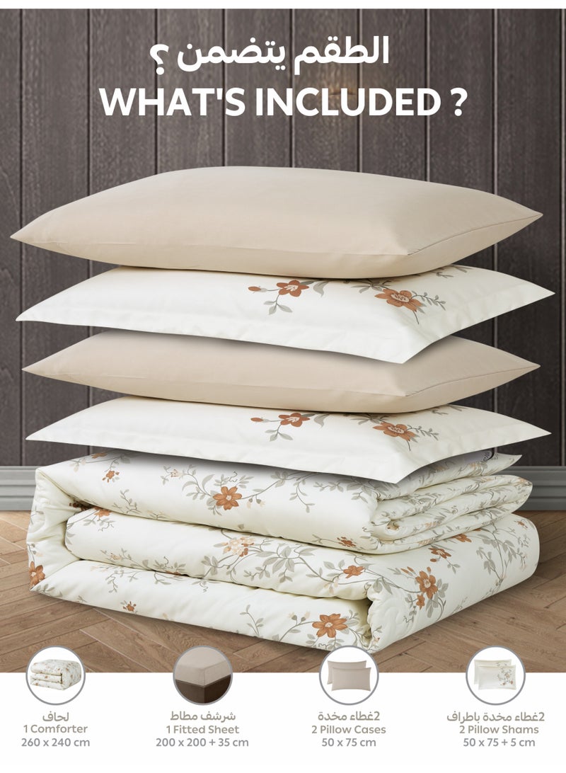 Doona Printed 6-Pcs King Comforter Bedding Set Fits 200x200cm -Includes Comforter, Fitted Sheet, Pillow Shams & Pillowcases – Soft Microfiber Fabric with Soft 350 GSm Filling - Image 4