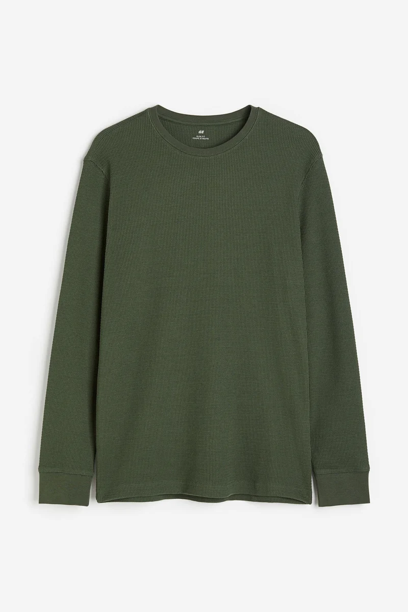 Waffled jersey top