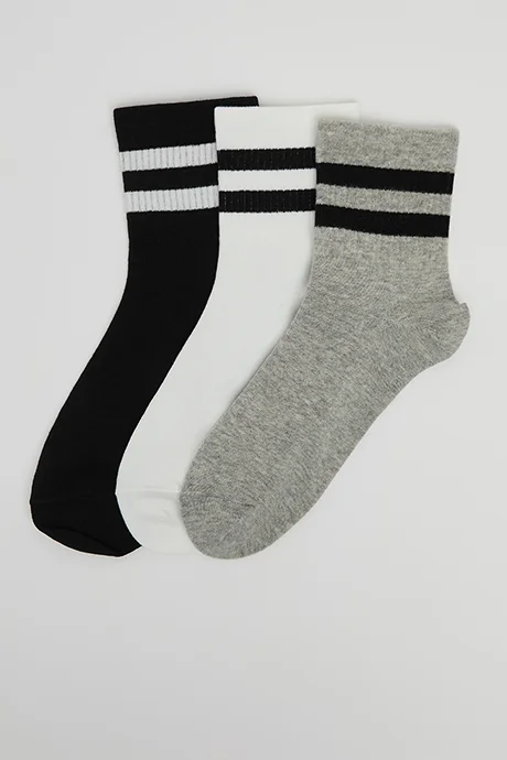 R&B 3 Pack Striped Ankle Socks