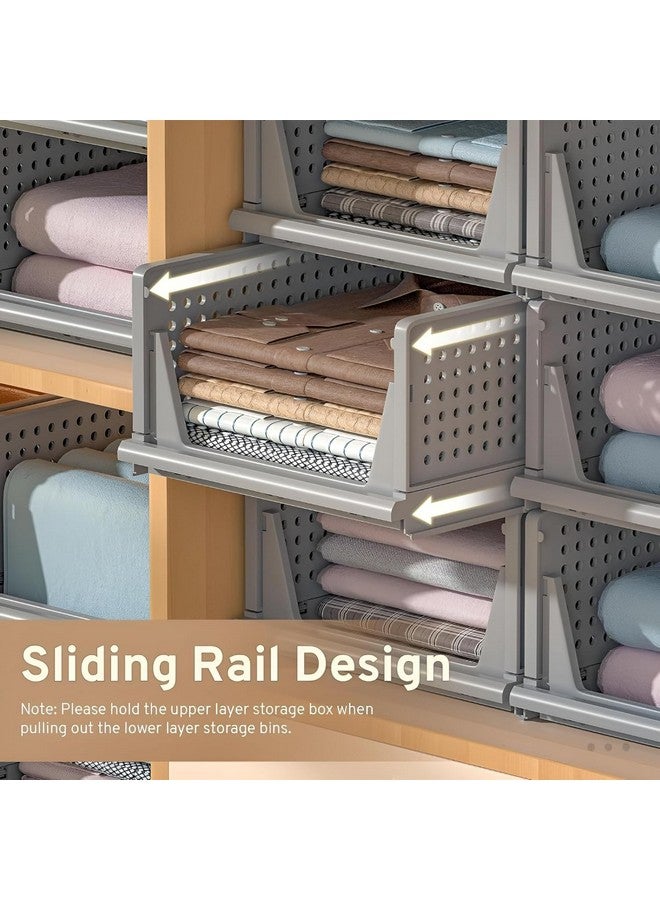 كوبير إندستريز مجموعة من 3 منظمات تخزين من Kuber Industries | منظم خزانة للملابس | منظم خزانة | صندوق قابل للطي لتكديس القمصان | صندوق قماش للخزانة | سلة تخزين خزانة | كبير | رمادي - Image 2