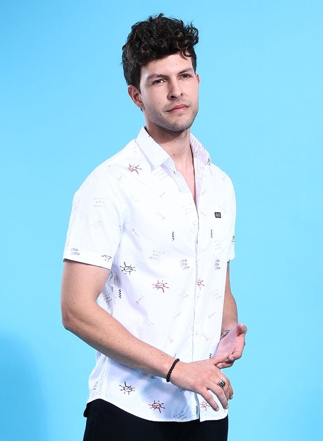The Indian Garage Co Men Slim Fit Conversational Printed Half Sleeves Cutaway Collar Casual Shirt - Image 3