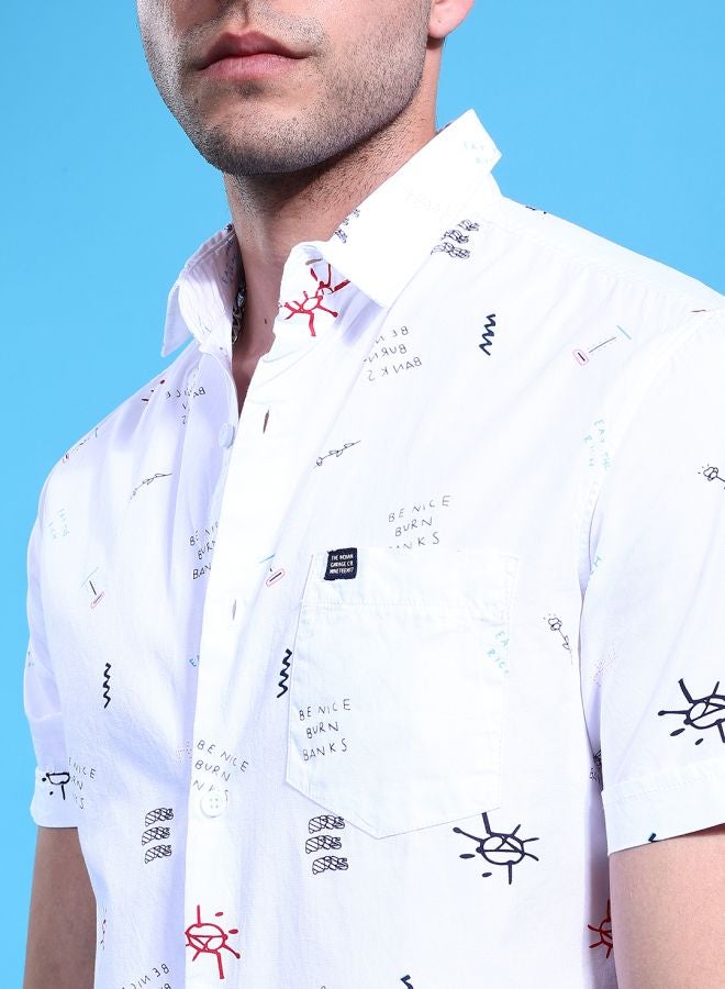 The Indian Garage Co Men Slim Fit Conversational Printed Half Sleeves Cutaway Collar Casual Shirt - Image 4