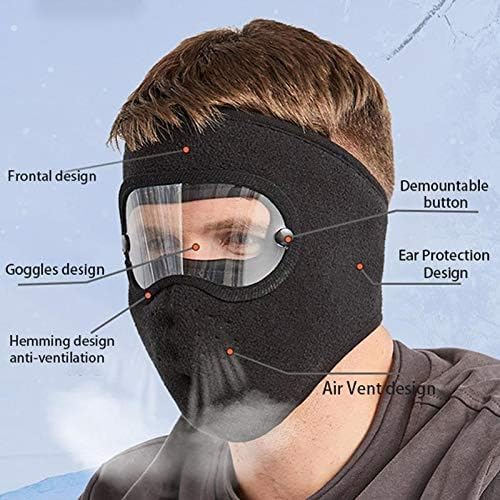 POPHATCH Full Face Protection Headgear DustProof Facial Protection AntiFog Winter Warm Full Face Protection Masks Polar Fleece Riding Windproof Hd Goggles Face Protection Mouth Shield 1 pcs - Image 5