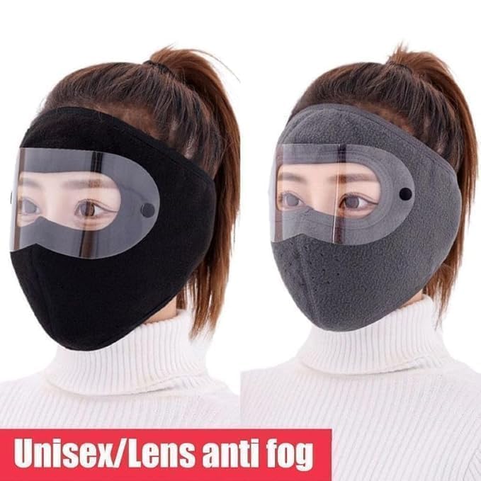 POPHATCH Full Face Protection Headgear DustProof Facial Protection AntiFog Winter Warm Full Face Protection Masks Polar Fleece Riding Windproof Hd Goggles Face Protection Mouth Shield 1 pcs - Image 3