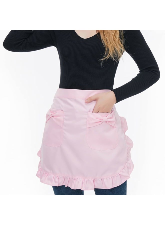 Love Potato Waist Apron with Pockets, Fashion Kitchen Cooking Restaurant Bistro Half Aprons for Girl Woman, Pink, 25.5W x 16.9L - Image 2