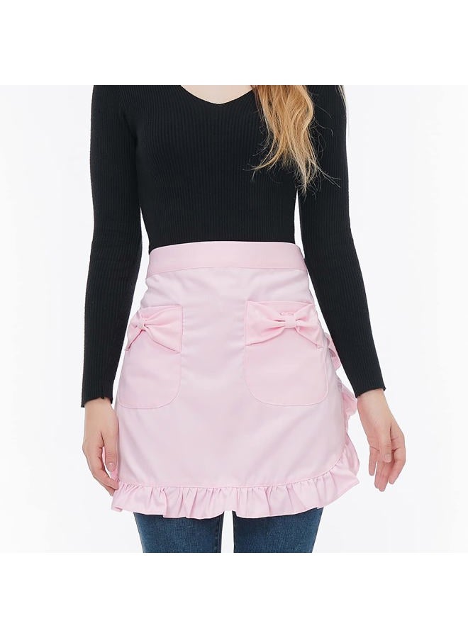 Love Potato Waist Apron with Pockets, Fashion Kitchen Cooking Restaurant Bistro Half Aprons for Girl Woman, Pink, 25.5W x 16.9L - Image 3