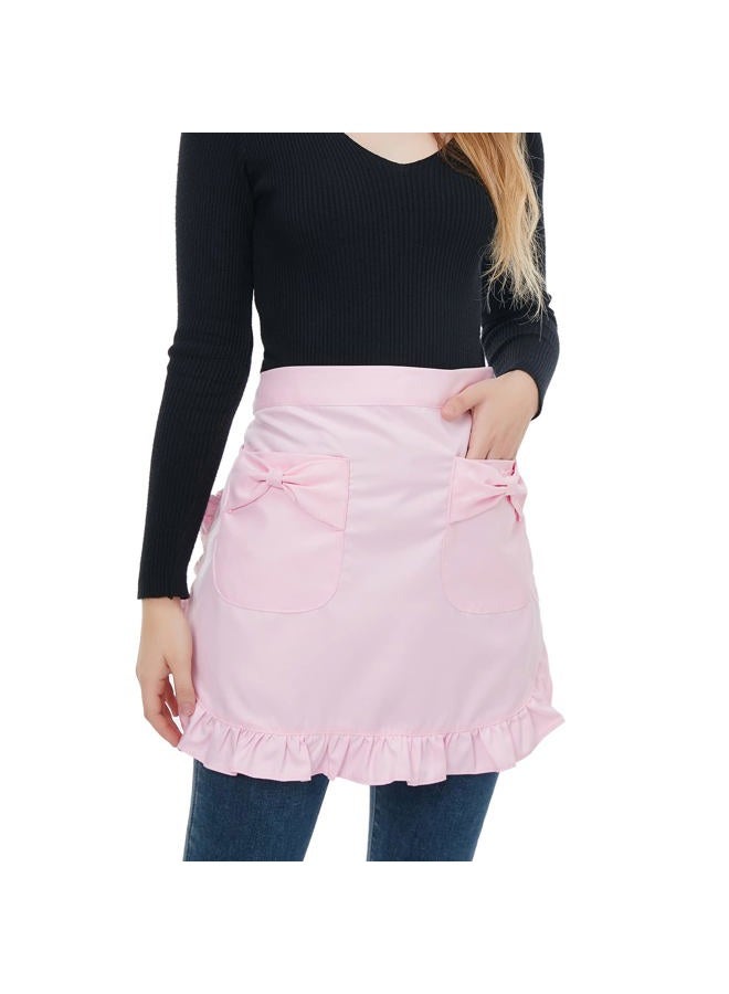Love Potato Waist Apron with Pockets, Fashion Kitchen Cooking Restaurant Bistro Half Aprons for Girl Woman, Pink, 25.5W x 16.9L - Image 1