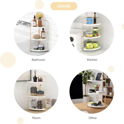 oddpod™ 3-Tier Corner Storage Rack Bathroom Countertop Organizer/Stackable Standing Makeup Storage Holder, Vanity Tray, Cosmetic & Spice Rack Shelf Cabinet for Kitchen and Bathroom (Rose Gold) - Image 4