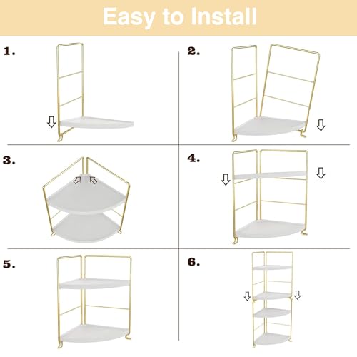 oddpod™ 3-Tier Corner Storage Rack Bathroom Countertop Organizer/Stackable Standing Makeup Storage Holder, Vanity Tray, Cosmetic & Spice Rack Shelf Cabinet for Kitchen and Bathroom (Rose Gold) - Image 5