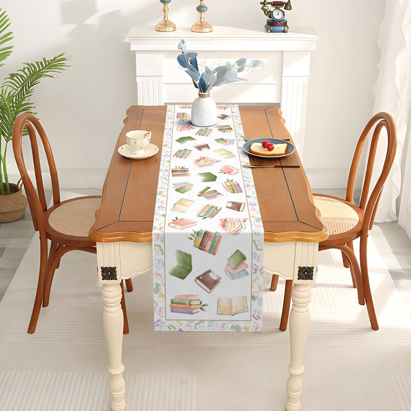 Pudodo Book Table Runner Read Across America Day One for The Books Themed Birthday Party Decoration First Chapter Kitchen Dining Room Home Decor (13" x 72") - Image 5
