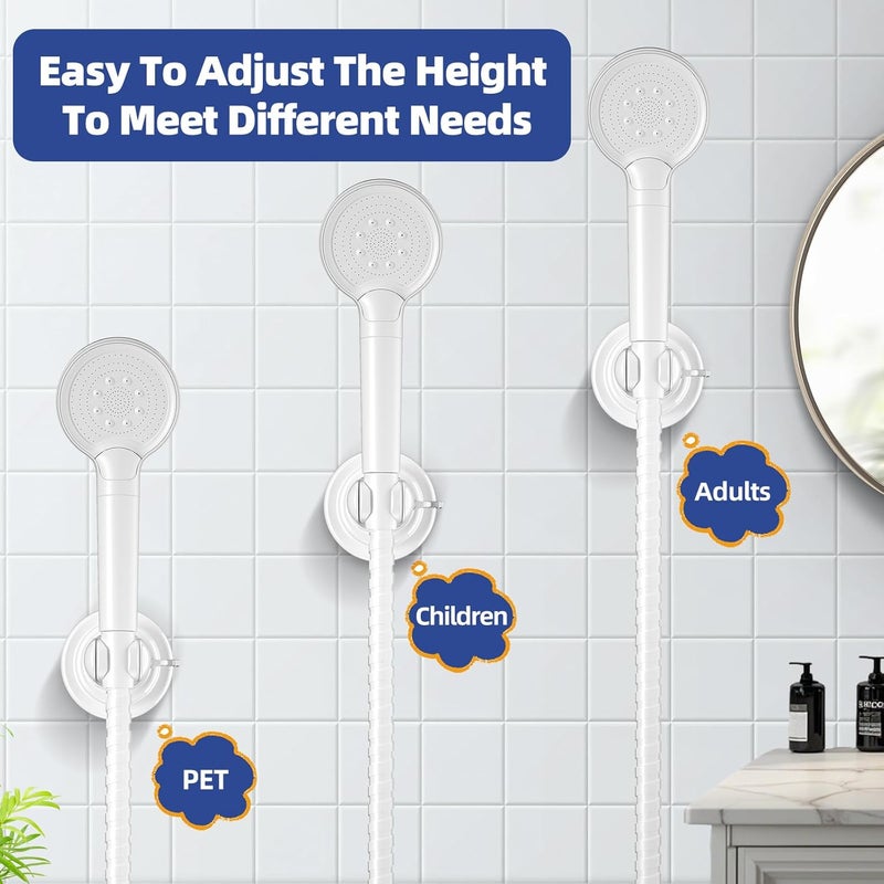 AQUAROYAL Handheld Shower Head Holder , Suction Cup Shower Head Holder, Adjustable Shower Head Wall Mounted for Tile/Glass (White) - Image 3