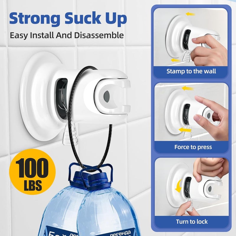 AQUAROYAL Handheld Shower Head Holder , Suction Cup Shower Head Holder, Adjustable Shower Head Wall Mounted for Tile/Glass (White) - Image 4