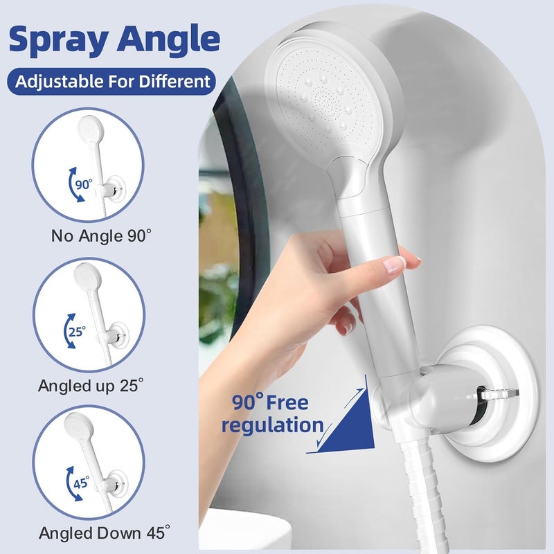 AQUAROYAL Handheld Shower Head Holder , Suction Cup Shower Head Holder, Adjustable Shower Head Wall Mounted for Tile/Glass (White) - Image 2