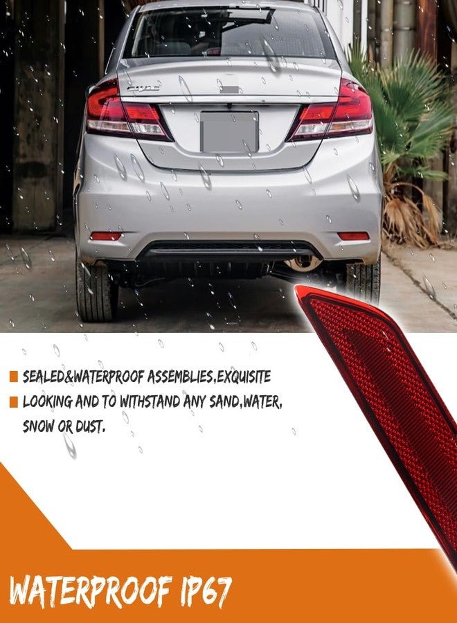ADIIL 2X Smoked Lens Rear Bumper Bar Reflector Lights Compatible with 2013-2015 Honda Civic Sedan - Image 5