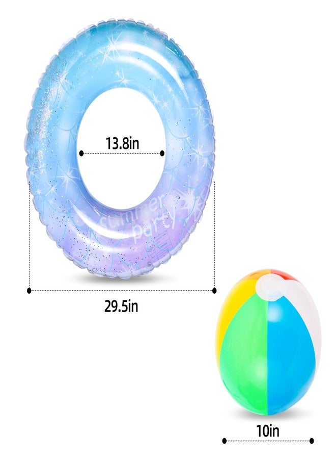 Bennol 4PCS Swimming Rings with 1 Beach Ball Inflatable Pool Floats for Kids Adults 32.5'' Fruits Pool Floaties Rings Toys for Beach Water Float Party, Swimming Pool, Ocean, Beach Time - Image 5