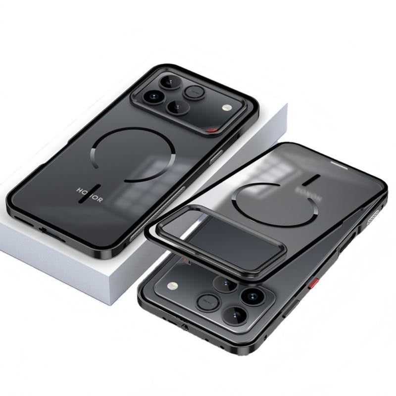 Designed for Cases Magnetic Metal Frame Case Frosted Semi-Transparent Back Cover with Wireless Charging Anti-Fall and Cooling Design Lens Protection - Image 1