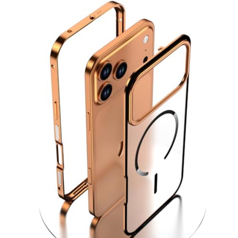 Designed for Cases Magnetic Metal Frame Case Frosted Semi-Transparent Back Cover with Wireless Charging Anti-Fall and Cooling Design Lens Protection - Image 2