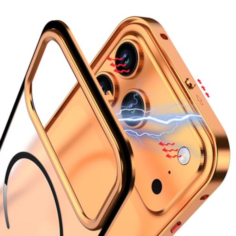 Designed for Cases Magnetic Metal Frame Case Frosted Semi-Transparent Back Cover with Wireless Charging Anti-Fall and Cooling Design Lens Protection - Image 3