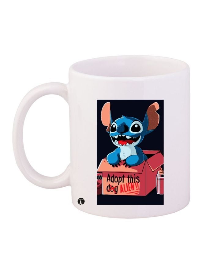 RYN Alien Printed Coffee Mug White/Blue/Pink 11ounce