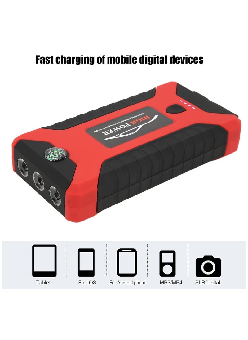 High Power Car Starter, 20000mAh 12V Car Battery Amplifier Kit with Smart Display Jumper Cables for Up to 6-Liter Petrol and 4-Liter Diesel Engines, Portable Power Bank Charger with LED Flashlight - Image 1