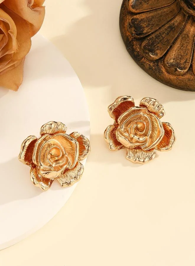 Take Two Golden Floral Textured Earrings