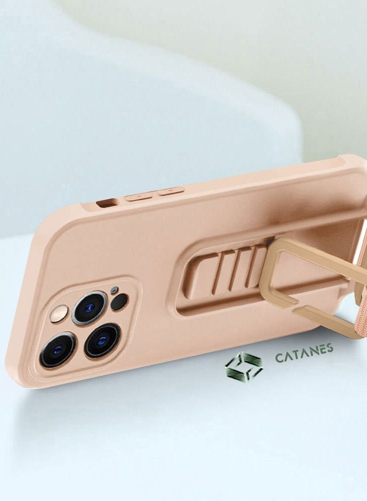 CATANES 2 Pack For iPhone 13 Pro Case Cover And Screen Protector With Strap And Adjustable Grip Case Pink - Image 4