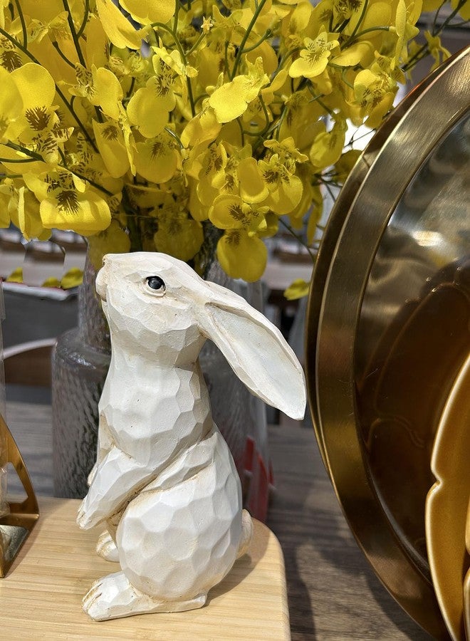 QIAOIDEA Easter Bunny Decoration Decorative Farmhouse Modern Standing White Rabbit Figurine Home Decor Accent Carved Rustic Distressed Animal Rabbit Ornaments - Image 5