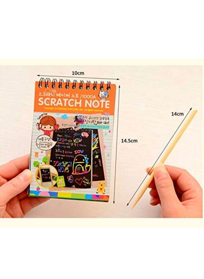 deziine deziine�Kid's Rainbow Scratch Book Magic Doodle Art Activity 10 Notebooks Or Note Pad of 8 Pages with One Stick for Arts and Crafts Kids Return Gift (Multicolor, Small Size, Pack of 10)  - Image 3
