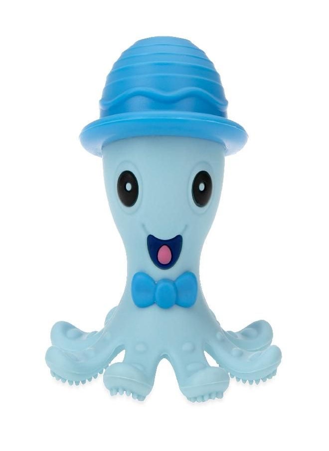 Nuby - Nuby Silly Silicone Octopus Teethe with Soothing Massaging Bristles For Sore Gums, Yellow/Blue - Image 1