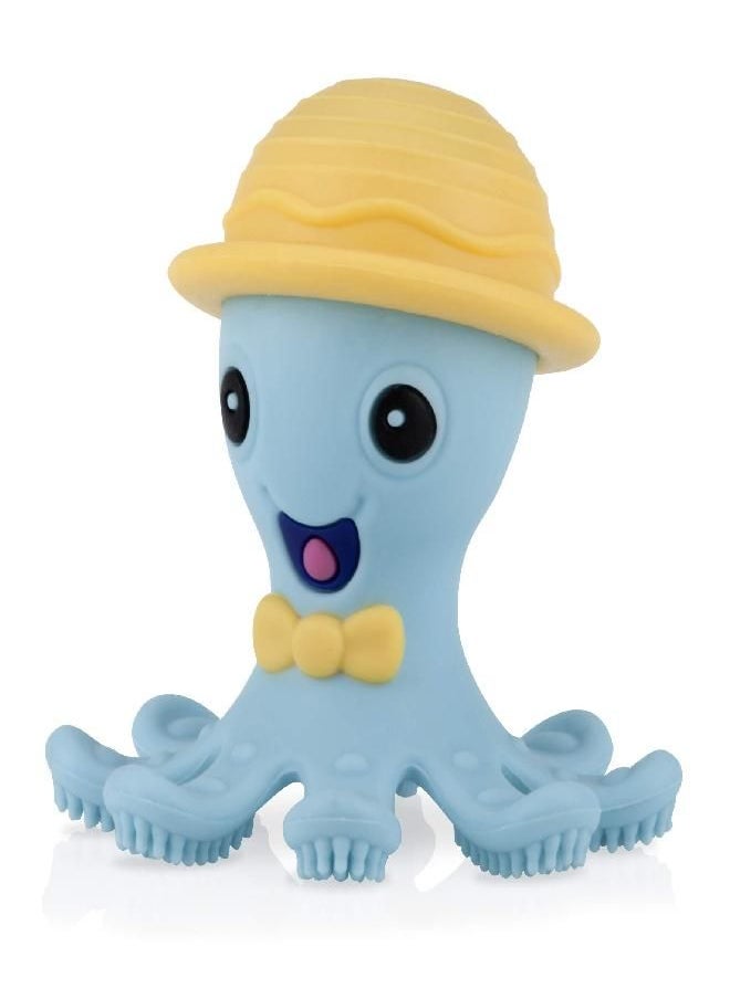 Nuby - Nuby Silly Silicone Octopus Teethe with Soothing Massaging Bristles For Sore Gums, Yellow/Blue - Image 1