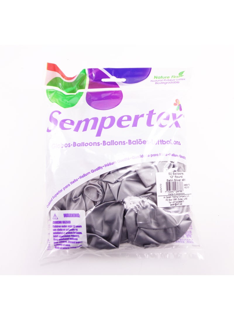 Sempertex 12-Inch Latex Balloons, Solid Silver - Image 2