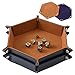 Grajar 2 Pcs Portable Folding Dice Rolling Tray Set for RPG DND Table Games PU Leather and Velvet Holder Storage Box Navy Blue and Camel - Image 2