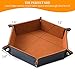Grajar 2 Pcs Portable Folding Dice Rolling Tray Set for RPG DND Table Games PU Leather and Velvet Holder Storage Box Navy Blue and Camel - Image 3