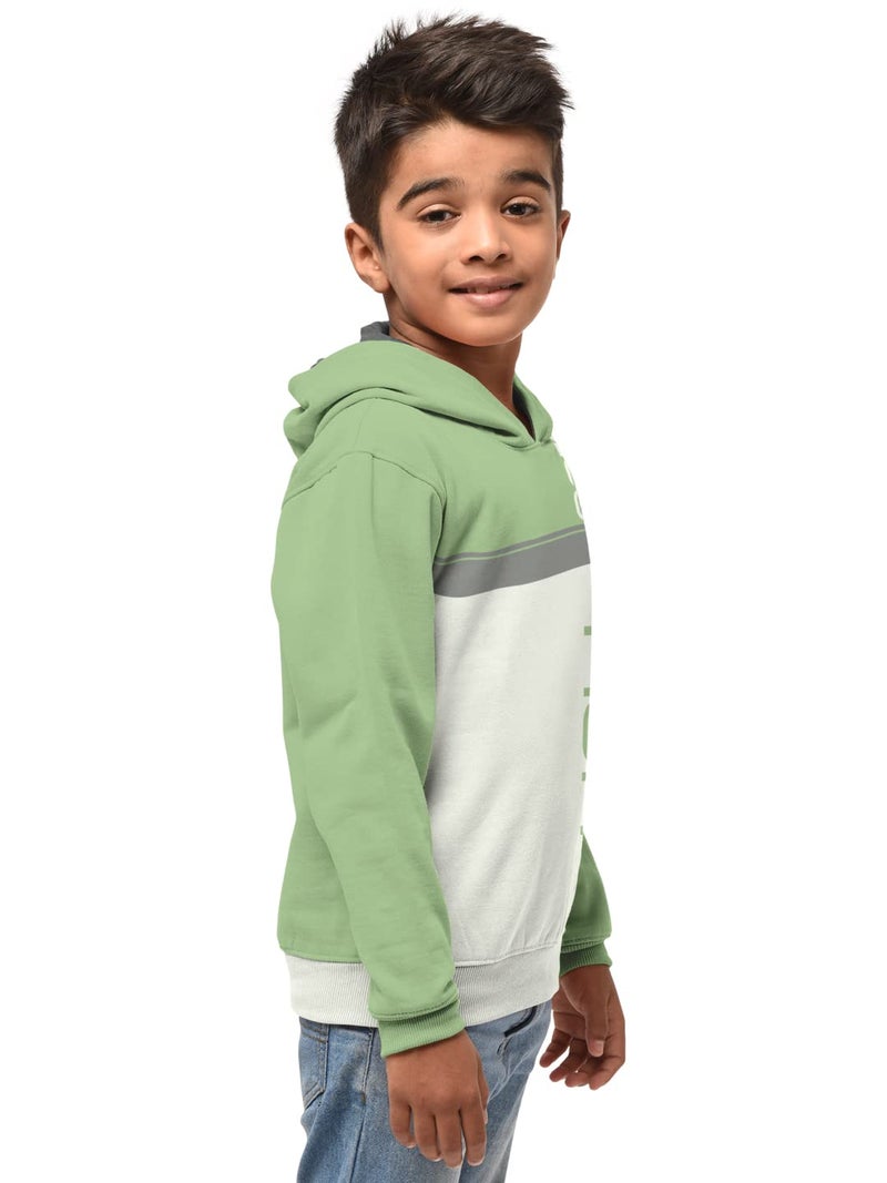 HELLCAT Boys Regular Fit Fullsleeve Hooded Neck Cotton Blend Sweatshirt with Rib - Pack of 1 - Light Green_7-8 Years - Image 2